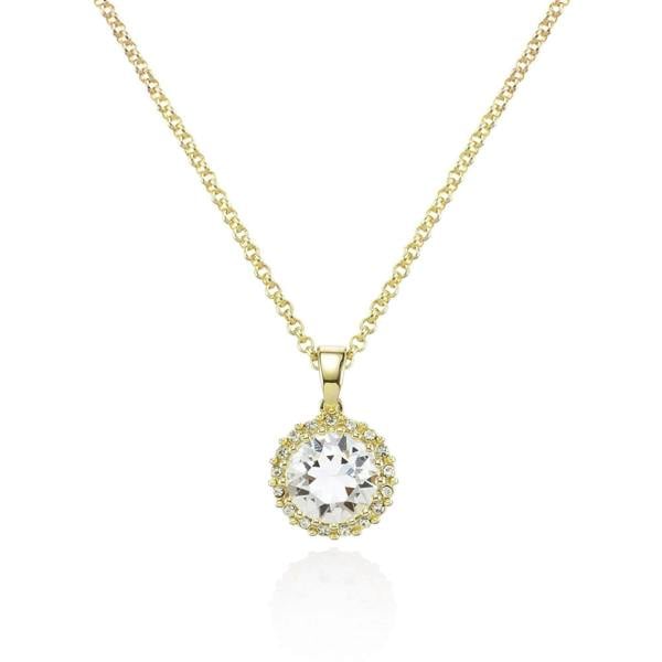 Gold Halo Pendant Necklace with Swarovski Crystals - namana.london