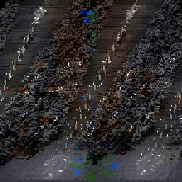 Samuel Alexander 150cm (5ft) White Metal Maypole Tree with 106 Rainbow LED Wire Lights and Remote