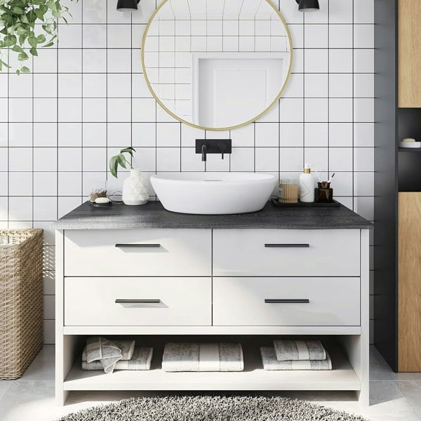 Berkfield Bathroom Countertop Dark Grey 100x60x2 cm Treated Solid Wood