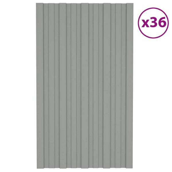 Berkfield Roof Panels 36 pcs Galvanised Steel Grey 80x45 cm