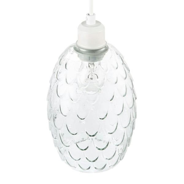 Modern Clear Embossed Glass Pendant Light shade with Scalloped Pattern Image 3