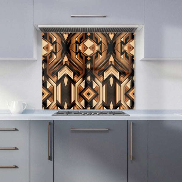 Warren Reed - Designer Black And Brown Intricate Pattern Kitchen Splashback