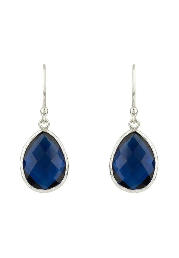 Petite Drop Earrings Sapphire Hydro Silver - LATELITA Earrings