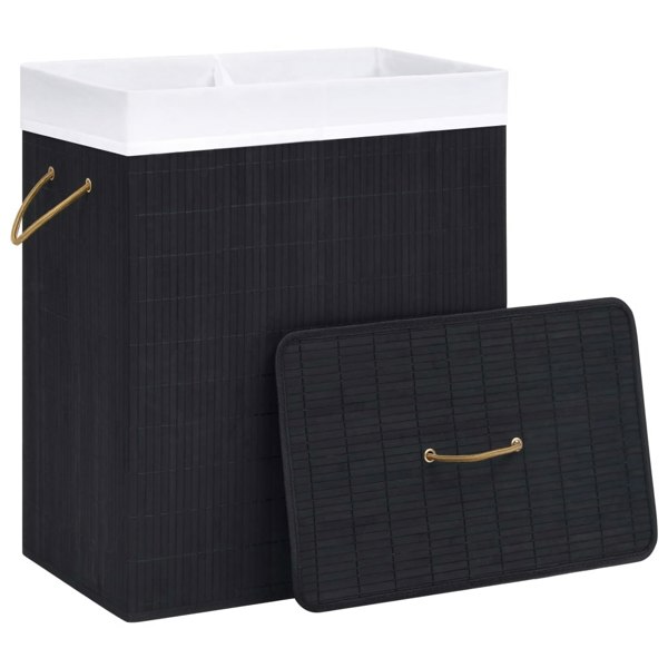 Berkfield Bamboo Laundry Basket Black 100 L