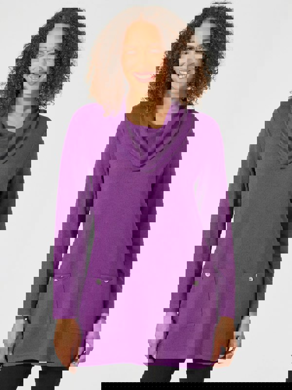 PennyPlain Tunic Cowl Neck Top - Amethyst