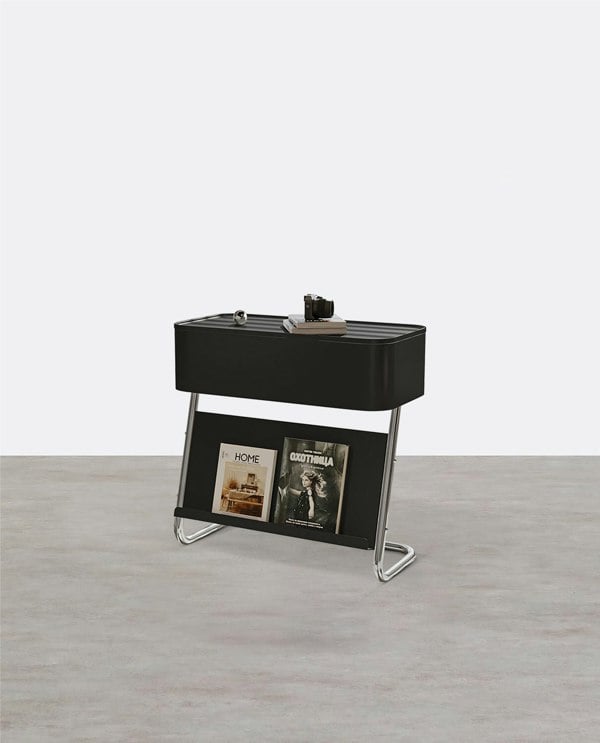 Weilai Concept Nikolas Side Table With Storage, Black