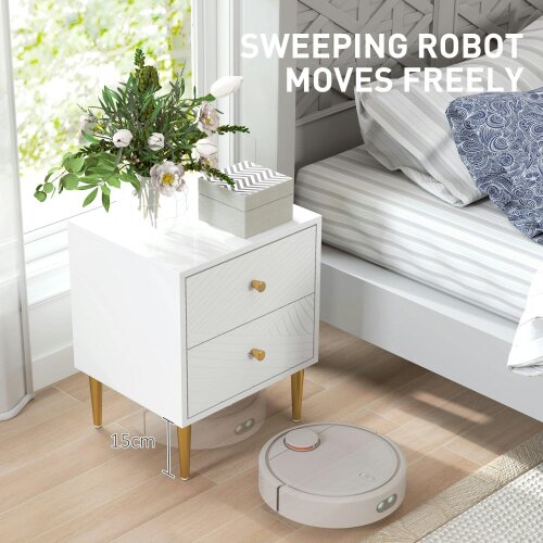 Wyld Haus Dina White And Gold 2 Drawer Elegant Bedside Table