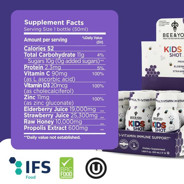 Bee and You Elderberry Propolis Kids Shot x12