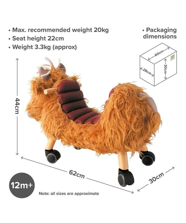 Infographic image of Hubert Highland Cow Ride On Toys for 1 year old 