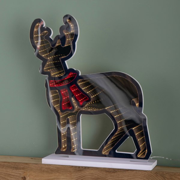 Samuel Alexander 40cm Light up Reindeer Christmas Infinity Light with Red and Warm White LEDs