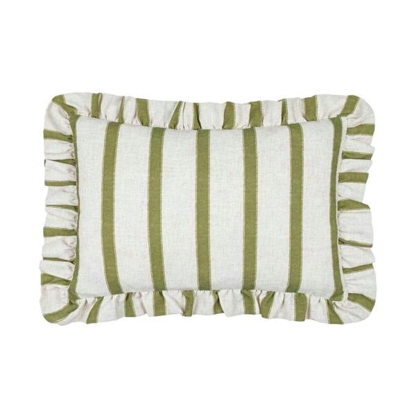 Wylder Connie Ruffles Striped Cushion Cover - Olive