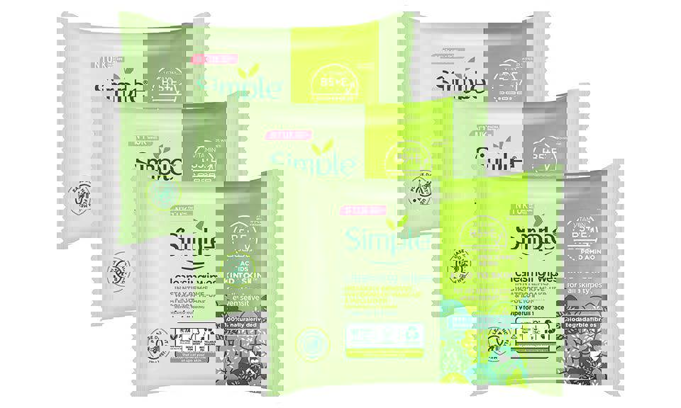 Simple Kind to Skin Cleansing Biodegradable Facial Wipes 25pcs