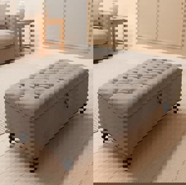 ISTOOLS Luxury Velvet Storage Ottoman Bench – Chesterfield Coffee Table