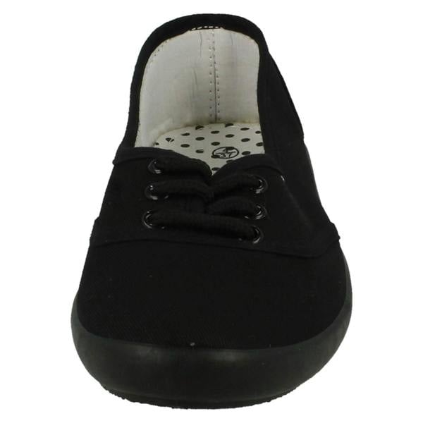 Spot On Ladies Spot On Canvas Flat Ballerina Pumps F8854