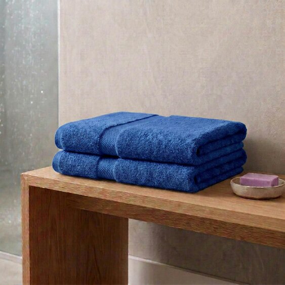 Vision V475 - 2 Pack 100% Cotton Bath Towel - Royal Blue - Bath Towel - 100% Cotton