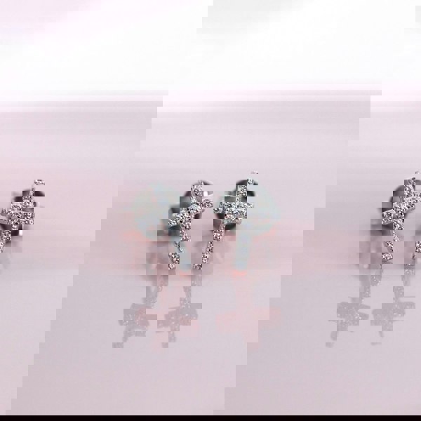 Say It With Dainty Cross Earrings with CZ Stones - Silver