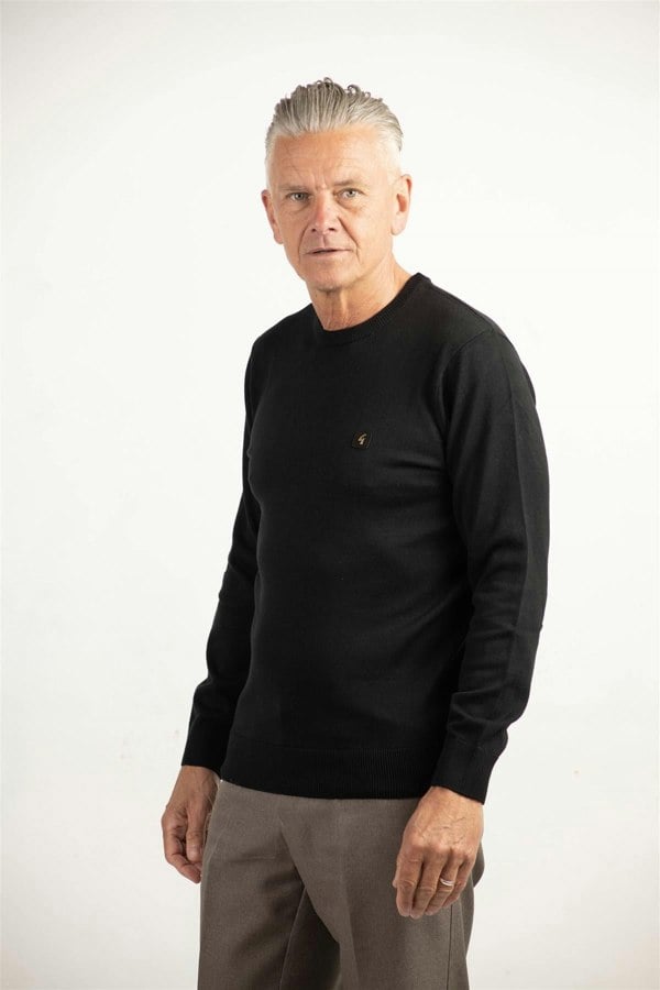 Gabicci V00GK07 Mens Cole Crew Neck Sweater Gabicci Vintage - BLACK