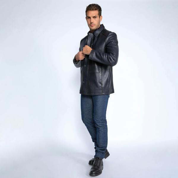 The Commander Leather Field Jacket - Premium Men's Patterned Shirt by Claudio Lugli | Bold Design, Tailored Fit, Best Printed Shirts