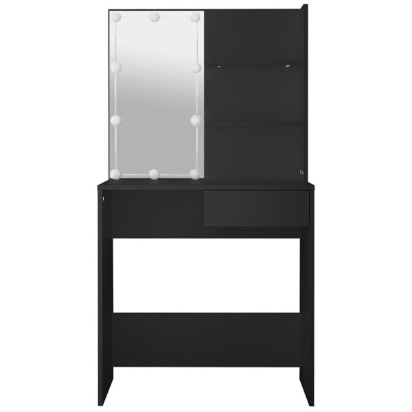 Berkfield Dressing Table with LED Black 74.5x40x141 cm