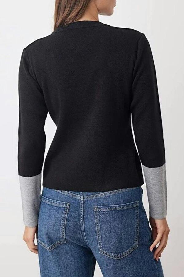 WOVCOR Color Blocking Knit Sweater