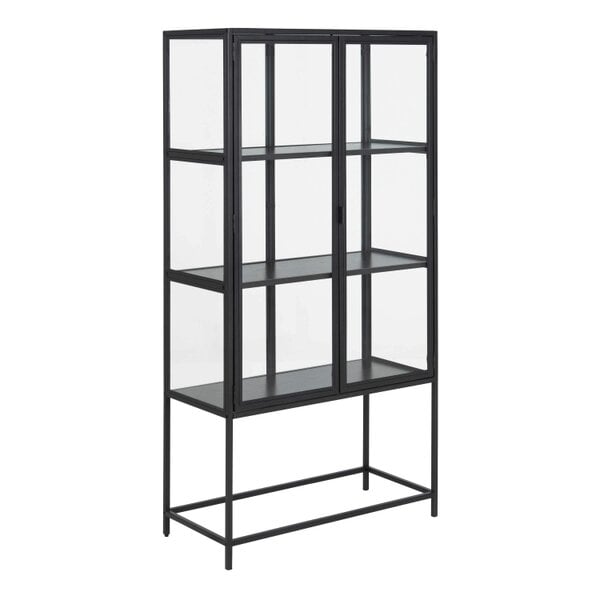 Wyld Haus Taipei Black Metal 2 Glass Door Display Bookcase Cabinet