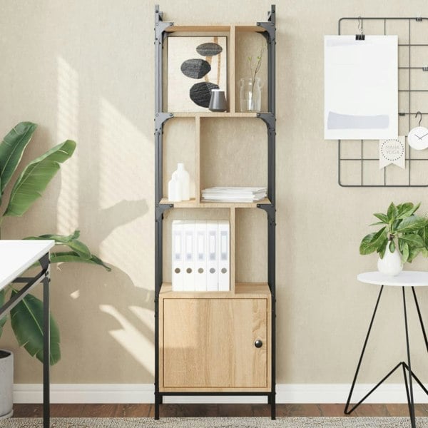 Berkfield Bookcase with Door Sonoma Oak 44.5x30x154.5 cm Engineered Wood