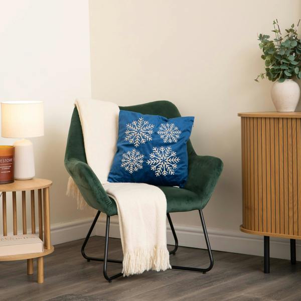 Samuel Alexander 45cm Sapphire Snowflake Soft Christmas Decorative Cushion