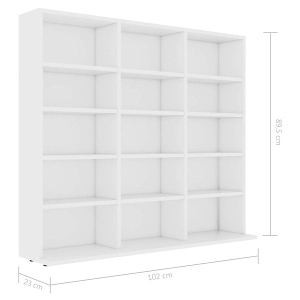 Berkfield CD Cabinet White 102x23x89.5 cm Engineered Wood