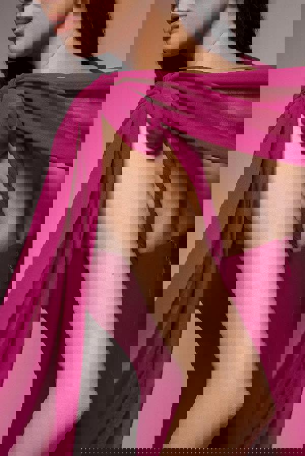 Multiway Cape Chiffon Sweetheart Maxi Dress - Magenta DR4848