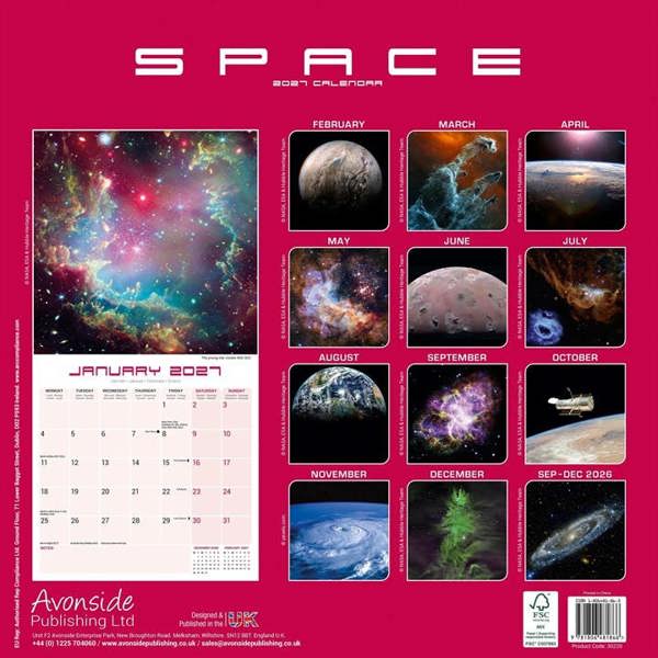 Space Calendar 2027, Wall Calendars, Month To View, Natural World, Gift