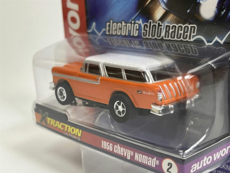 Auto World Slot Cars 1956 Chevy Nomad Orange X Traction Flame Throwers HO Scale SC366-2