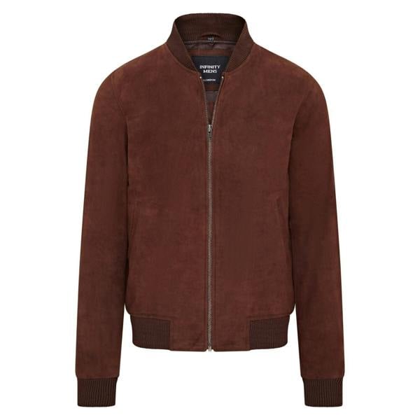 Infinity Leather Mens Soft Goat Suede MA-1 Varsity Bomber Jacket  - Dalian