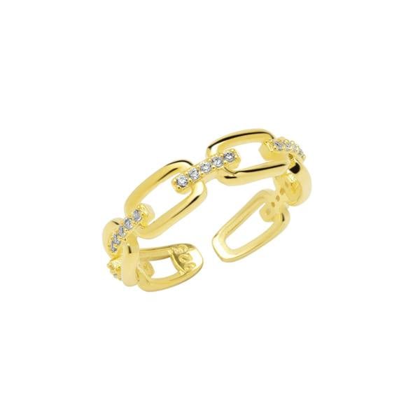 Spero London Sterling Silver Pave Chain Ring