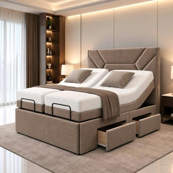 Paradise Beds Luxury Divan Electric Adjustable bed With Memory Mattress + Optional Drawers