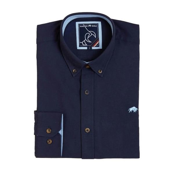 Raging Bull Mens Classic Oxford Long-Sleeved Shirt - Navy - 