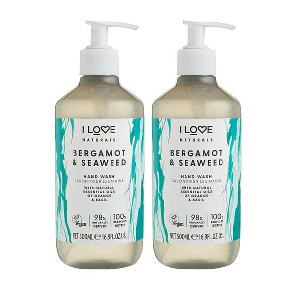 I LOVE Naturals Bergamot & Seaweed Hand Wash, 2 x 500ml