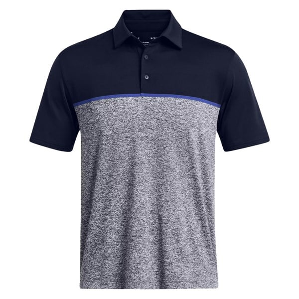 Under Armour Mens Playoff 3.0 Stripe Polo Shirt - Midnight Navy/Royal Blue/Midnight Navy