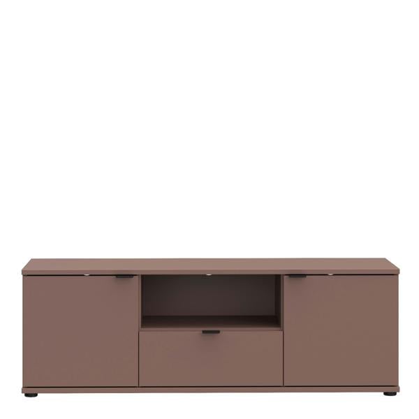 Furniture To Go Ganymede Wide TV Unit with Open Shelf, Drawer & 2 Doors in Terracotta