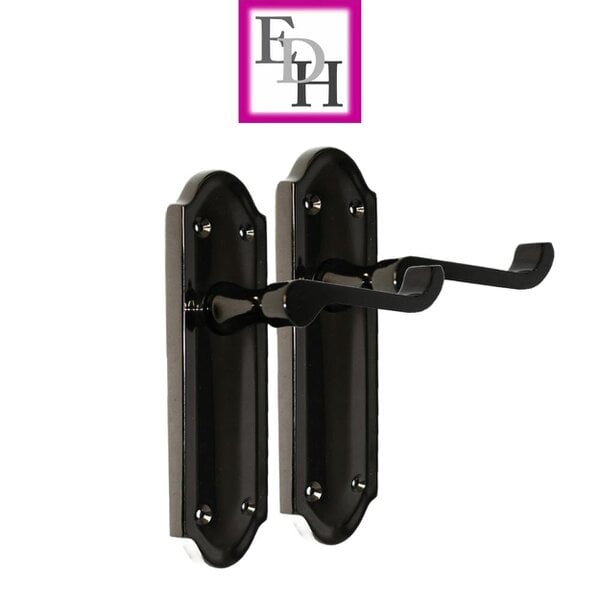 EDH Door Hardware Black Nickel Internal Door Handles Ashford Style Lever Latch – Epsom Pair Set