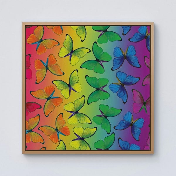 Warren Reed Multicoloured Butterfly Pattern Framed Canvas