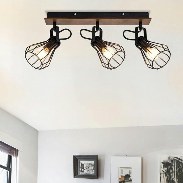 COSYLYTE Kendan 3 Light Wire Shade Spotlight - Wooden
