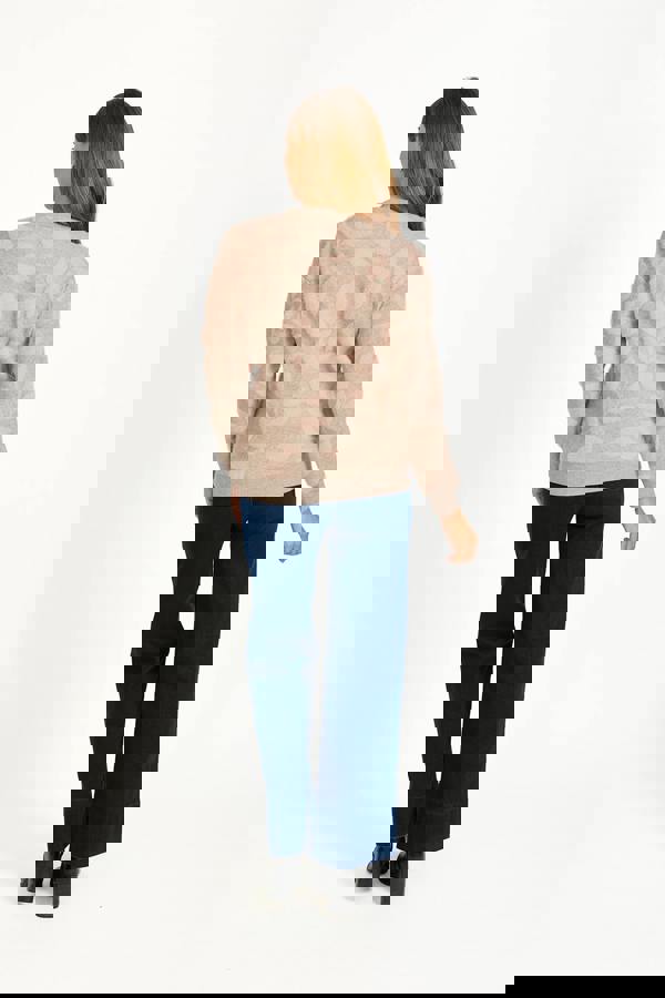 Mudflower Leaf Print Fluffy Yarn Jumper