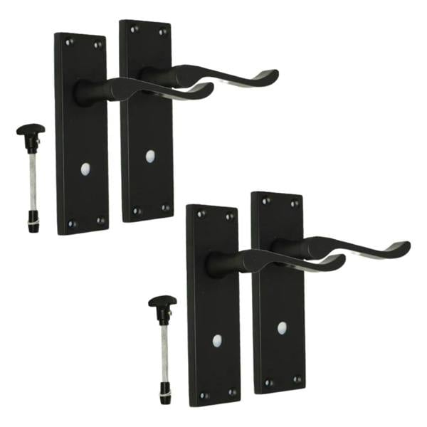 EDH Door Hardware Victorian Black Bathroom Door Handle Set - 2 Pairs Classic Black