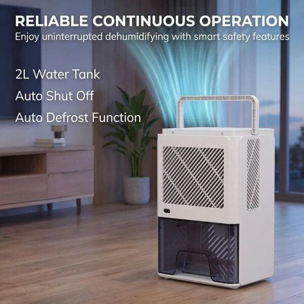 Bobobiy 400mL/Day Small Dehumidifier, RGB Mood Lights, 24H Timer, LED Display, Dehumidifier for Home Damp, White