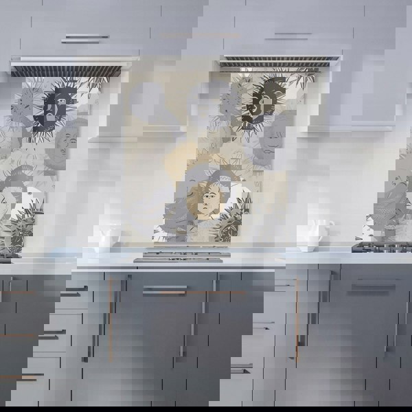Warren Reed - Designer Grey Black Abstract Moon and Sun Kitchen Splashback