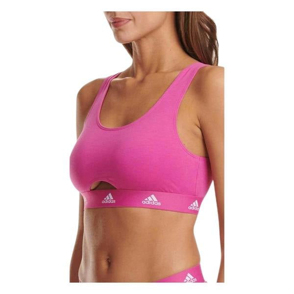 Adidas Womens/Ladies Cotton Scoop Neck Comfort Bralette - Fuchsia - 