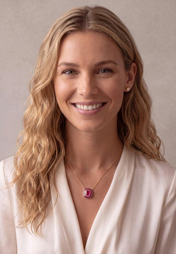 Latelita Great Gatsby Ruby Pendant Necklace Gold