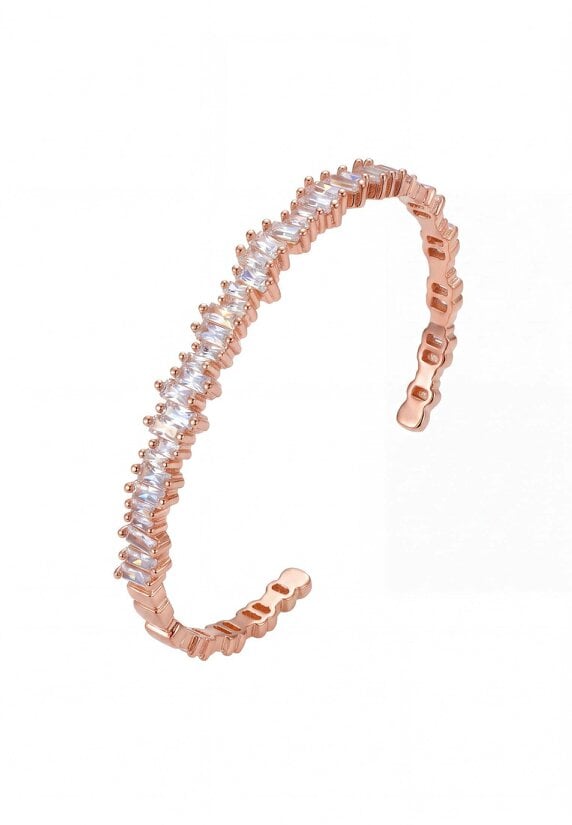 Latelita Baguette Ice Cuff Bangle Rosegold Finish