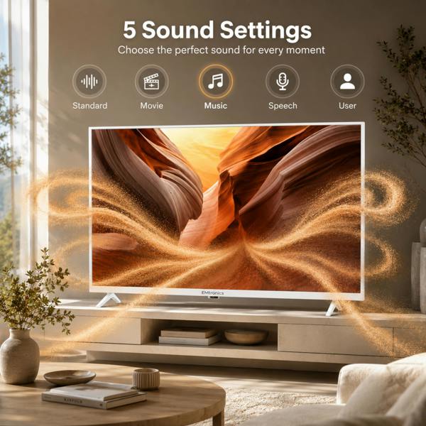 EMtronics EM32HDRWD 32" Inch HD LED TV with Built-in DVD Player - White