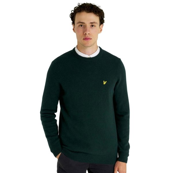 Lyle & Scott Crew Neck Lambswool Blend Jumper - Dark Green